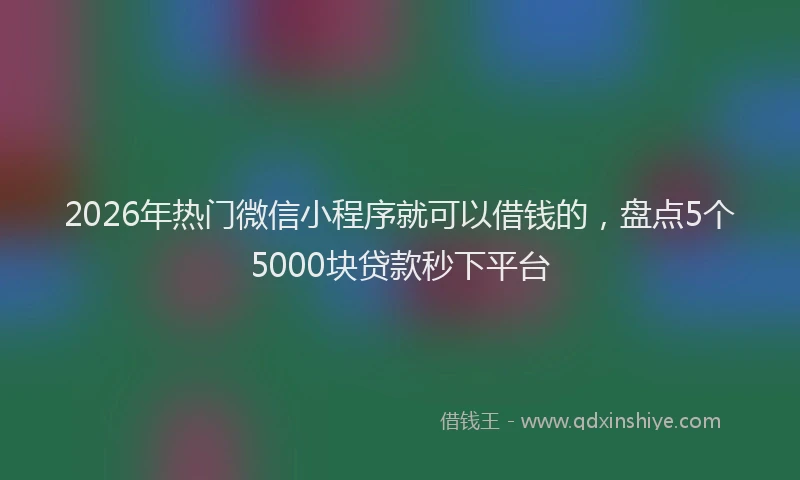 2026年热门微信小程序就可以借钱的，盘点5个5000块贷款秒下平台