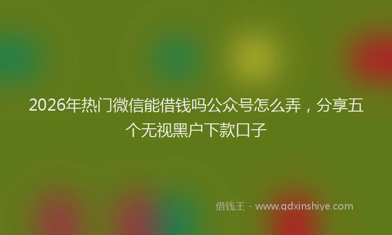 2026年热门微信能借钱吗公众号怎么弄，分享五个无视黑户下款口子