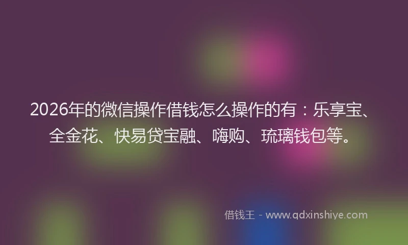 2026年的微信操作借钱怎么操作的有：乐享宝、全金花、快易贷宝融、嗨购、琉璃钱包等。