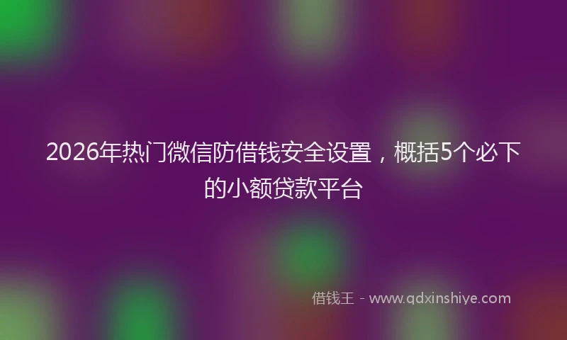 2026年热门微信防借钱安全设置，概括5个必下的小额贷款平台