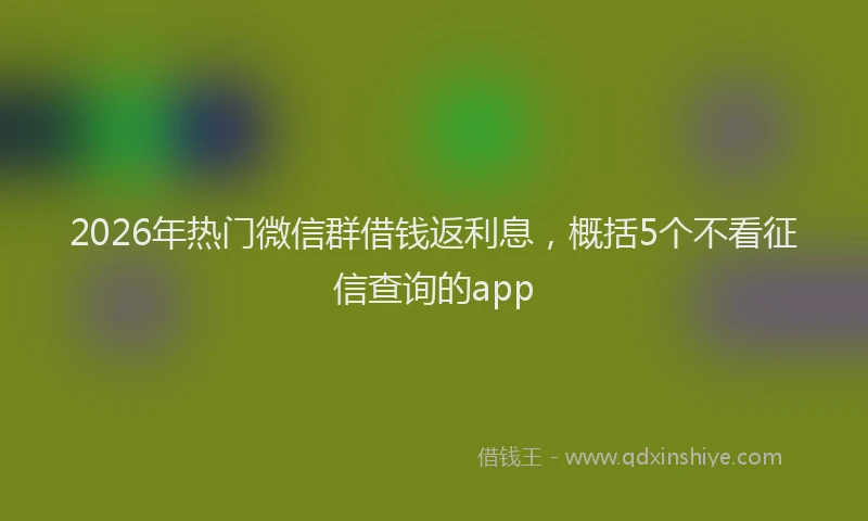 2026年热门微信群借钱返利息，概括5个不看征信查询的app