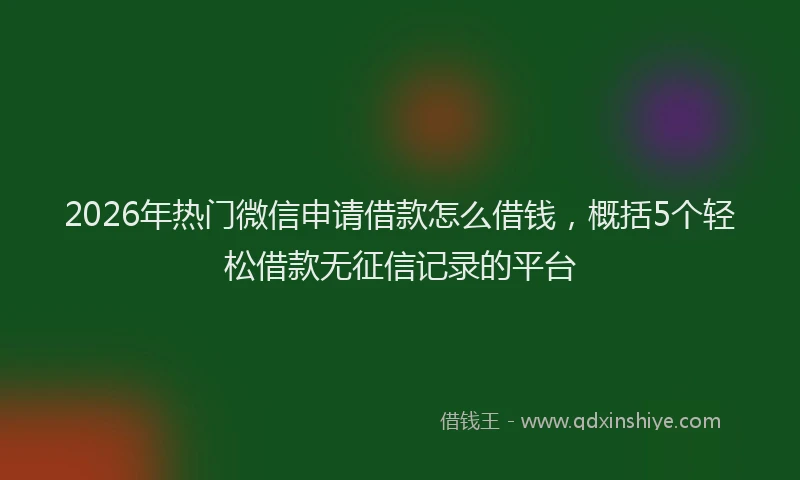 2026年热门微信申请借款怎么借钱，概括5个轻松借款无征信记录的平台