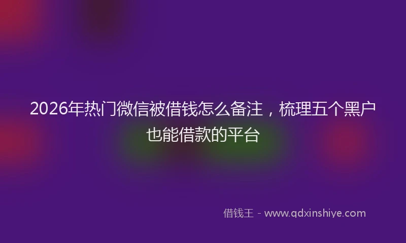 2026年热门微信被借钱怎么备注，梳理五个黑户也能借款的平台