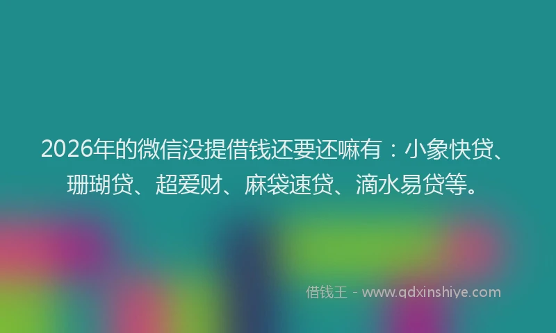 2026年的微信没提借钱还要还嘛有:小象快贷、珊瑚贷、超爱财、麻袋速贷、滴水易贷等。