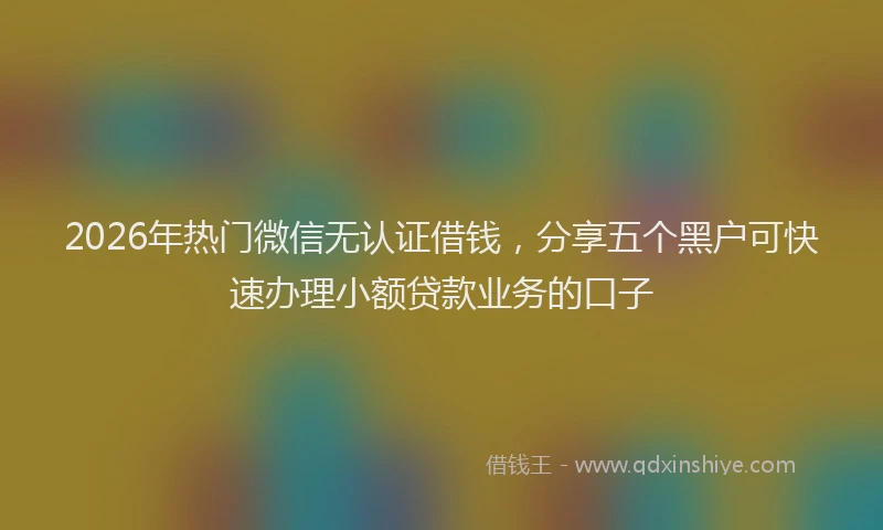 2026年热门微信无认证借钱，分享五个黑户可快速办理小额贷款业务的口子