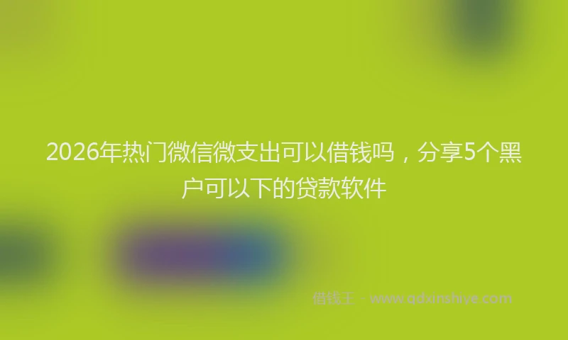 2026年热门微信微支出可以借钱吗,分享5个黑户可以下的贷款软件