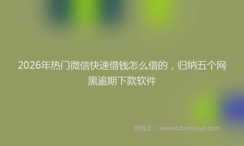 2026年热门微信快速借钱怎么借的，归纳五个网黑逾期下款软件