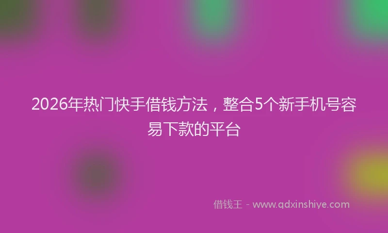 2026年热门快手借钱方法，整合5个新手机号容易下款的平台