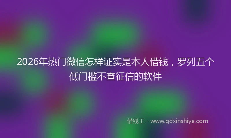 2026年热门微信怎样证实是本人借钱，罗列五个低门槛不查征信的软件
