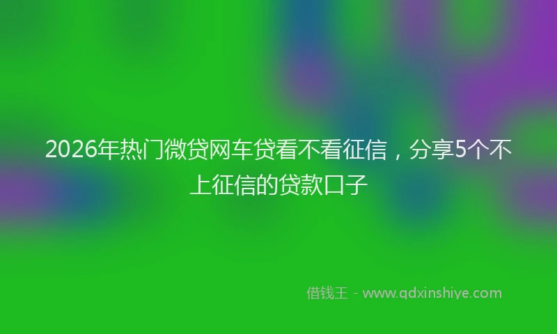 2026年热门微贷网车贷看不看征信,分享5个不上征信的贷款口子