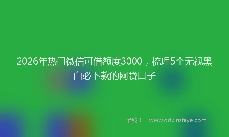 2026年热门微信可借额度3000,梳理5个无视黑白必下款的网贷口子