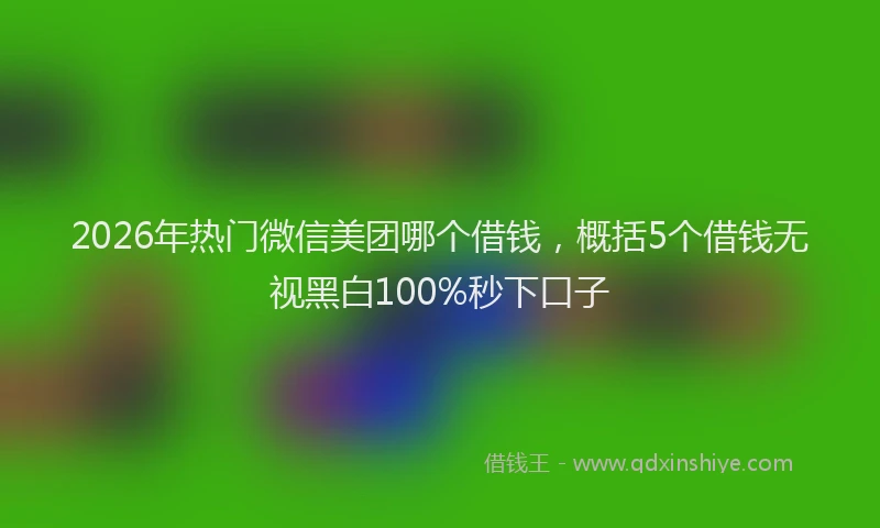 2026年热门微信美团哪个借钱，概括5个借钱无视黑白100%秒下口子