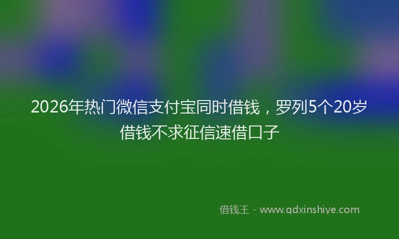 2026年热门微信支付宝同时借钱，罗列5个20岁借钱不求征信速借口子
