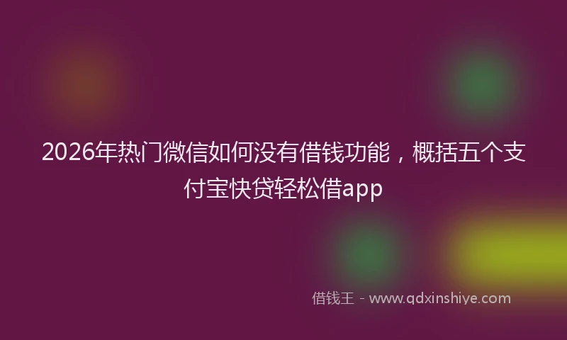 2026年热门微信如何没有借钱功能,概括五个支付宝快贷轻松借app