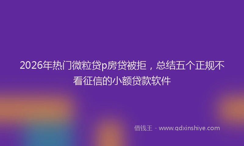 2026年热门微粒贷p房贷被拒，总结五个正规不看征信的小额贷款软件