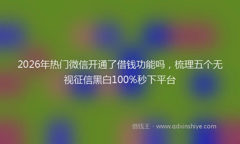 2026年热门微信开通了借钱功能吗，梳理五个无视征信黑白100%秒下平台