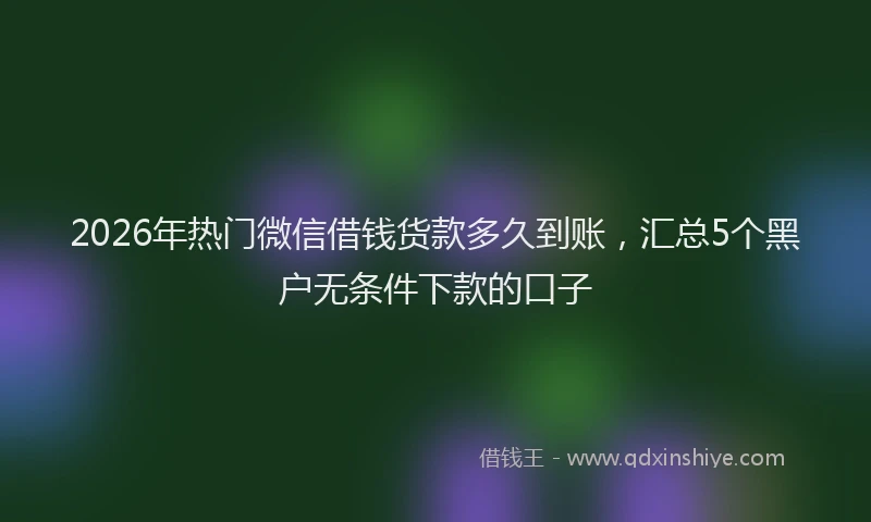 2026年热门微信借钱货款多久到账，汇总5个黑户无条件下款的口子