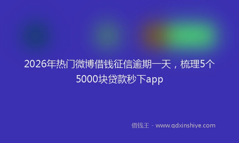 2026年热门微博借钱征信逾期一天，梳理5个5000块贷款秒下app