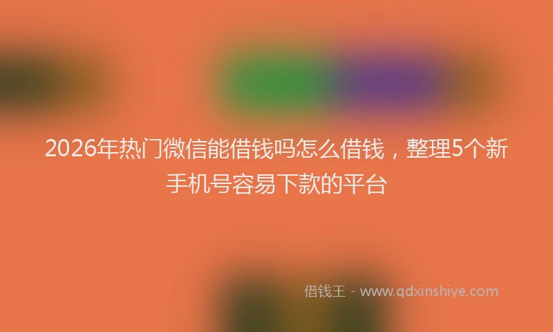 2026年热门微信能借钱吗怎么借钱，整理5个新手机号容易下款的平台