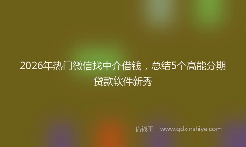 2026年热门微信找中介借钱，总结5个高能分期贷款软件新秀
