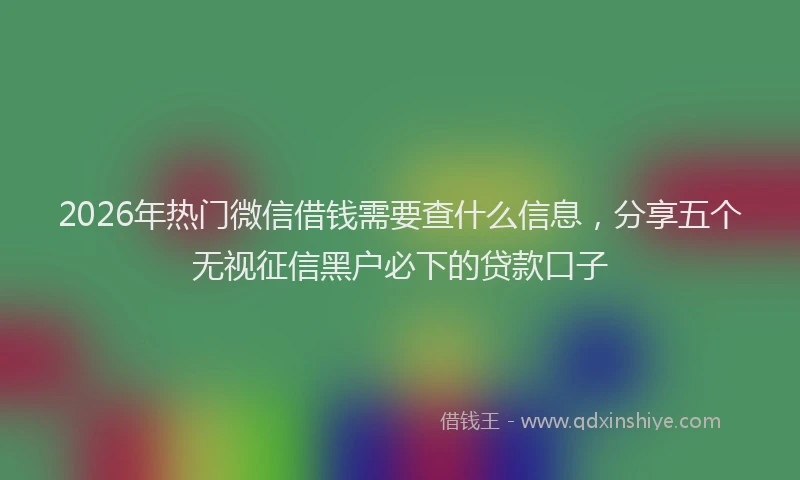 2026年热门微信借钱需要查什么信息，分享五个无视征信黑户必下的贷款口子