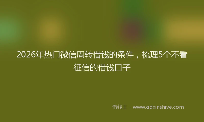 2026年热门微信周转借钱的条件，梳理5个不看征信的借钱口子
