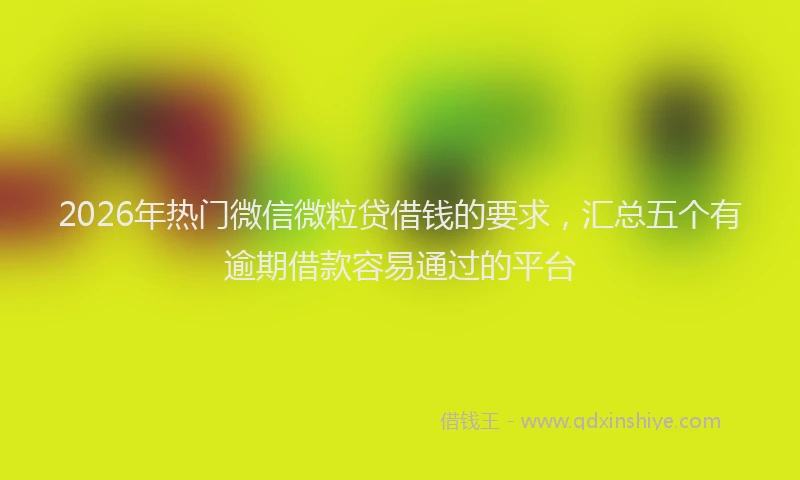 2026年热门微信微粒贷借钱的要求，汇总五个有逾期借款容易通过的平台