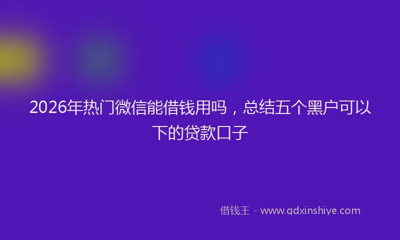 2026年热门微信能借钱用吗，总结五个黑户可以下的贷款口子