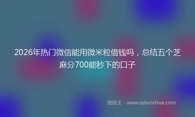 2026年热门微信能用微米粒借钱吗，总结五个芝麻分700能秒下的口子