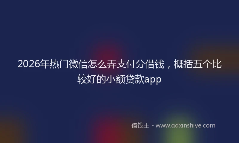 2026年热门微信怎么弄支付分借钱，概括五个比较好的小额贷款app