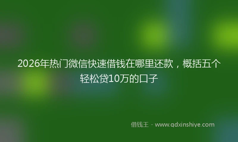 2026年热门微信快速借钱在哪里还款，概括五个轻松贷10万的口子