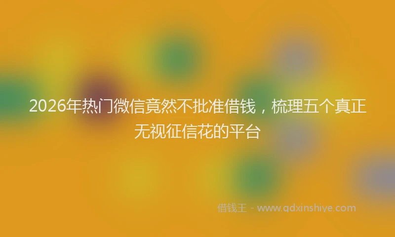 2026年热门微信竟然不批准借钱,梳理五个真正无视征信花的平台