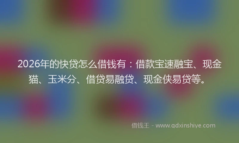 2026年的快贷怎么借钱有:借款宝速融宝、现金猫、玉米分、借贷易融贷、现金侠易贷等。