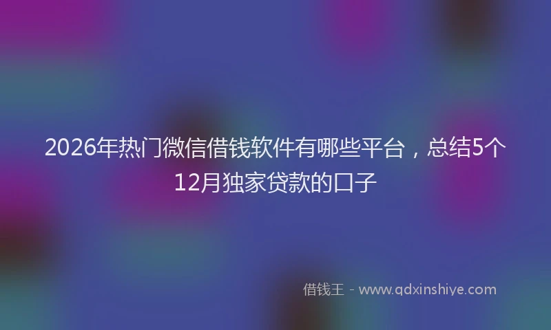 2026年热门微信借钱软件有哪些平台，总结5个12月独家贷款的口子
