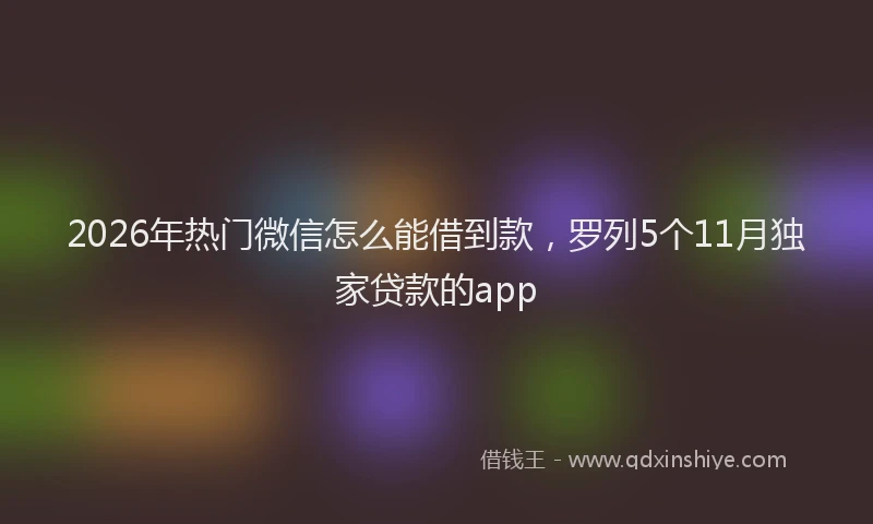 2026年热门微信怎么能借到款，罗列5个11月独家贷款的app