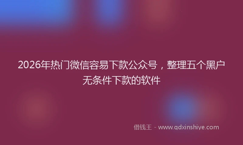 2026年热门微信容易下款公众号，整理五个黑户无条件下款的软件