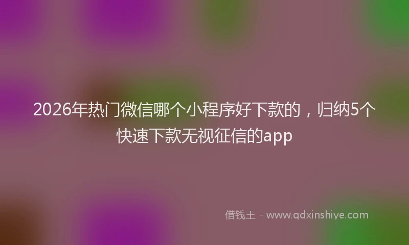 2026年热门微信哪个小程序好下款的，归纳5个快速下款无视征信的app
