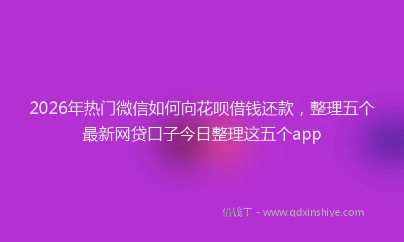 2026年热门微信如何向花呗借钱还款,整理五个最新网贷口子今日整理这五个app