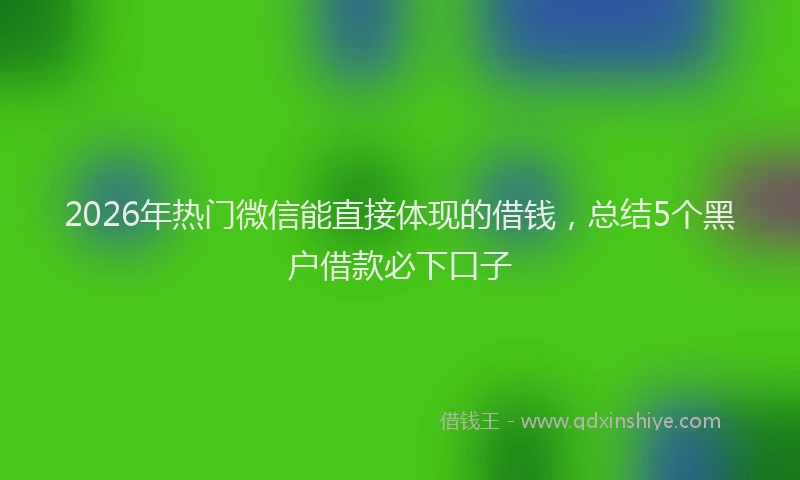 2026年热门微信能直接体现的借钱，总结5个黑户借款必下口子