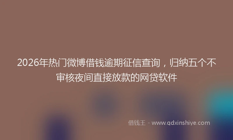 2026年热门微博借钱逾期征信查询，归纳五个不审核夜间直接放款的网贷软件