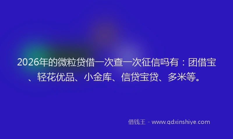 2026年的微粒贷借一次查一次征信吗有：团借宝、轻花优品、小金库、信贷宝贷、多米等。