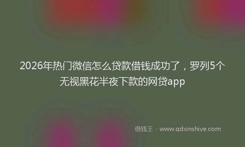 2026年热门微信怎么贷款借钱成功了，罗列5个无视黑花半夜下款的网贷app