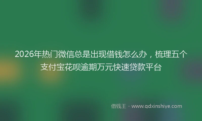 2026年热门微信总是出现借钱怎么办，梳理五个支付宝花呗逾期万元快速贷款平台