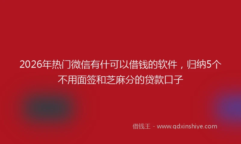 2026年热门微信有什可以借钱的软件，归纳5个不用面签和芝麻分的贷款口子