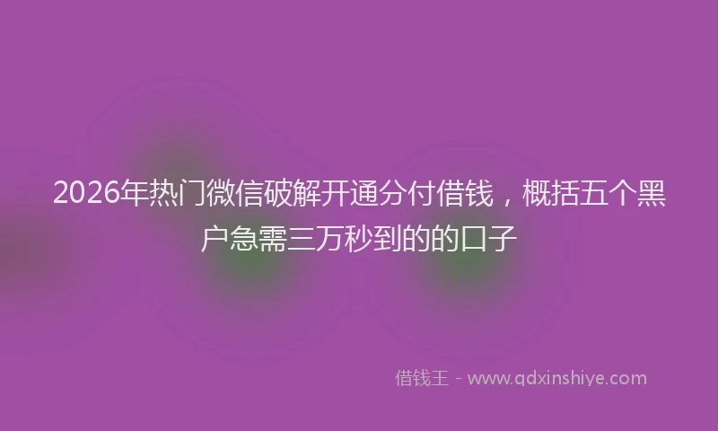 2026年热门微信破解开通分付借钱，概括五个黑户急需三万秒到的的口子
