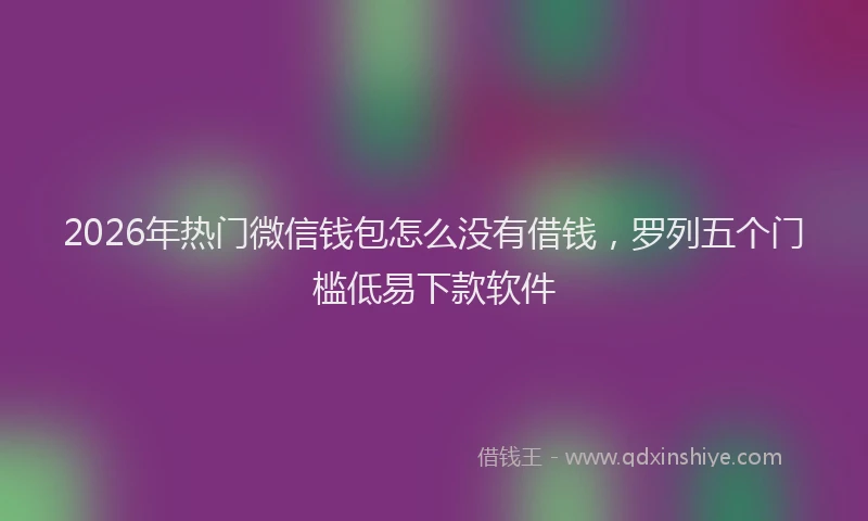 2026年热门微信钱包怎么没有借钱，罗列五个门槛低易下款软件