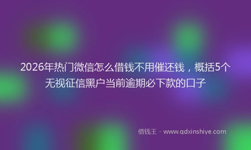2026年热门微信怎么借钱不用催还钱，概括5个无视征信黑户当前逾期必下款的口子