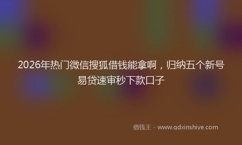2026年热门微信搜狐借钱能拿啊，归纳五个新号易贷速审秒下款口子