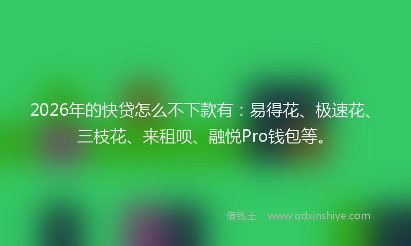 2026年的快贷怎么不下款有:易得花、极速花、三枝花、来租呗、融悦Pro钱包等。