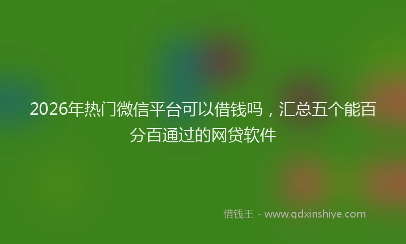 2026年热门微信平台可以借钱吗，汇总五个能百分百通过的网贷软件